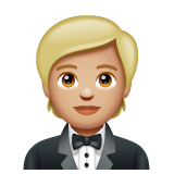 Whatsapp design of the person in tuxedo: medium-light skin tone emoji verson:2.23.2.72