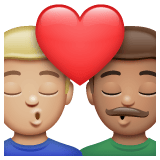 Whatsapp design of the kiss: man man medium-light skin tone medium skin tone emoji verson:2.23.2.72