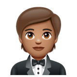 Whatsapp design of the person in tuxedo: medium skin tone emoji verson:2.23.2.72