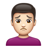 Whatsapp design of the man frowning: light skin tone emoji verson:2.23.2.72