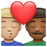 Whatsapp design of the kiss: man man medium-light skin tone medium-dark skin tone emoji verson:2.23.2.72