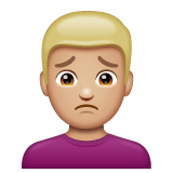 Whatsapp design of the man frowning: medium-light skin tone emoji verson:2.23.2.72