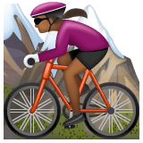 Whatsapp design of the woman mountain biking: medium-dark skin tone emoji verson:2.23.2.72