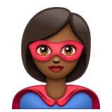 Whatsapp design of the woman superhero: medium-dark skin tone emoji verson:2.23.2.72