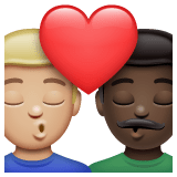 Whatsapp design of the kiss: man man medium-light skin tone dark skin tone emoji verson:2.23.2.72
