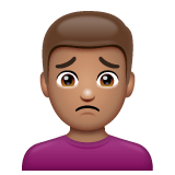Whatsapp design of the man frowning: medium skin tone emoji verson:2.23.2.72