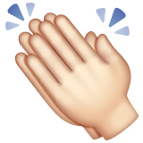 Whatsapp design of the clapping hands: light skin tone emoji verson:2.23.2.72