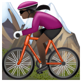 Whatsapp design of the woman mountain biking: dark skin tone emoji verson:2.23.2.72