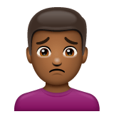 Whatsapp design of the man frowning: medium-dark skin tone emoji verson:2.23.2.72