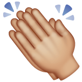 Whatsapp design of the clapping hands: medium-light skin tone emoji verson:2.23.2.72