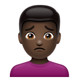 Whatsapp design of the man frowning: dark skin tone emoji verson:2.23.2.72