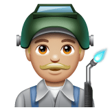 Whatsapp design of the man factory worker: medium-light skin tone emoji verson:2.23.2.72
