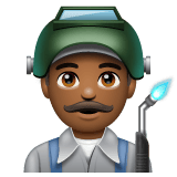Whatsapp design of the man factory worker: medium-dark skin tone emoji verson:2.23.2.72