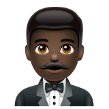 Whatsapp design of the man in tuxedo: dark skin tone emoji verson:2.23.2.72