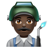 Whatsapp design of the man factory worker: dark skin tone emoji verson:2.23.2.72