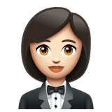 Whatsapp design of the woman in tuxedo: light skin tone emoji verson:2.23.2.72