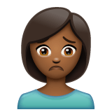 Whatsapp design of the woman frowning: medium-dark skin tone emoji verson:2.23.2.72