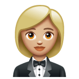 Whatsapp design of the woman in tuxedo: medium-light skin tone emoji verson:2.23.2.72