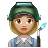 Whatsapp design of the woman factory worker: medium-light skin tone emoji verson:2.23.2.72