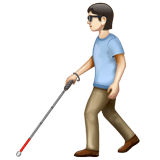 Whatsapp design of the person with white cane: light skin tone emoji verson:2.23.2.72