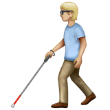 Whatsapp design of the person with white cane: medium-light skin tone emoji verson:2.23.2.72