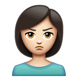 Whatsapp design of the person pouting: light skin tone emoji verson:2.23.2.72
