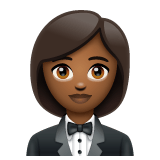 Whatsapp design of the woman in tuxedo: medium-dark skin tone emoji verson:2.23.2.72