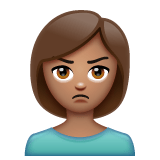 Whatsapp design of the person pouting: medium skin tone emoji verson:2.23.2.72