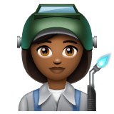 Whatsapp design of the woman factory worker: medium-dark skin tone emoji verson:2.23.2.72