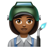 Whatsapp design of the woman factory worker: medium-dark skin tone emoji verson:2.23.2.72