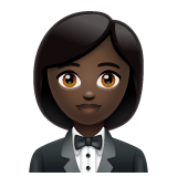 Whatsapp design of the woman in tuxedo: dark skin tone emoji verson:2.23.2.72