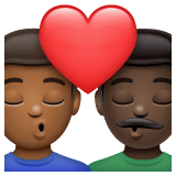Whatsapp design of the kiss: man man medium-dark skin tone dark skin tone emoji verson:2.23.2.72