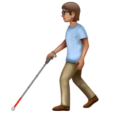 Whatsapp design of the person with white cane: medium skin tone emoji verson:2.23.2.72