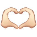 Whatsapp design of the heart hands: light skin tone emoji verson:2.23.2.72