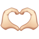 Whatsapp design of the heart hands: light skin tone emoji verson:2.23.2.72