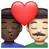 Whatsapp design of the kiss: man man dark skin tone light skin tone emoji verson:2.23.2.72