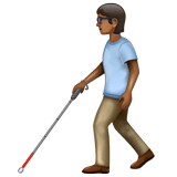 Whatsapp design of the person with white cane: medium-dark skin tone emoji verson:2.23.2.72
