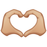 Whatsapp design of the heart hands: medium-light skin tone emoji verson:2.23.2.72