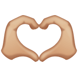 Whatsapp design of the heart hands: medium-light skin tone emoji verson:2.23.2.72