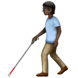 Whatsapp design of the person with white cane: dark skin tone emoji verson:2.23.2.72