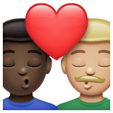 Whatsapp design of the kiss: man man dark skin tone medium-light skin tone emoji verson:2.23.2.72