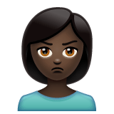 Whatsapp design of the person pouting: dark skin tone emoji verson:2.23.2.72