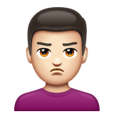 Whatsapp design of the man pouting: light skin tone emoji verson:2.23.2.72