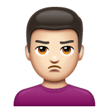 Whatsapp design of the man pouting: light skin tone emoji verson:2.23.2.72