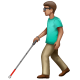 Whatsapp design of the man with white cane: medium skin tone emoji verson:2.23.2.72