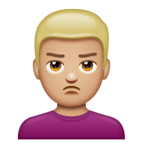 Whatsapp design of the man pouting: medium-light skin tone emoji verson:2.23.2.72