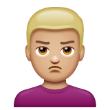Whatsapp design of the man pouting: medium-light skin tone emoji verson:2.23.2.72