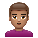 Whatsapp design of the man pouting: medium skin tone emoji verson:2.23.2.72