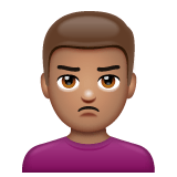 Whatsapp design of the man pouting: medium skin tone emoji verson:2.23.2.72