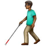 Whatsapp design of the man with white cane: medium-dark skin tone emoji verson:2.23.2.72